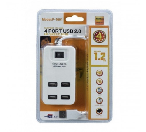 Хаб 4 порта USB2.0 P-1601 (120) за 261 грн