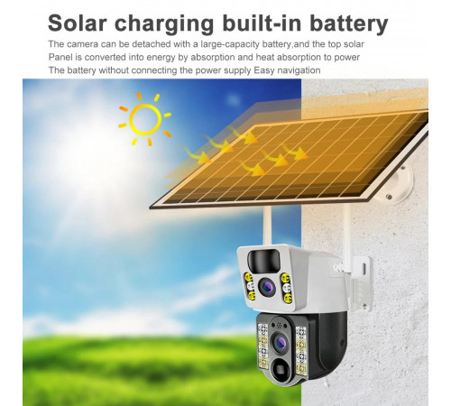 4K Беспроводная камера Solar 4G, двойной объектив, ночное видение V380 Pro CCTV 8MP