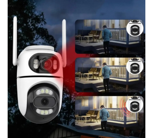 Вулична поворотна камера відеоспостереження WiFi Dual lens Q2 на 2 об'єктиви, 8Mp Type-C