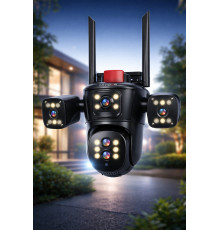 Видеокамера 4G IP66 4G 12mp (JE-190-2) 4 экранные 360-градусные камеры IP-камера четыре объектива