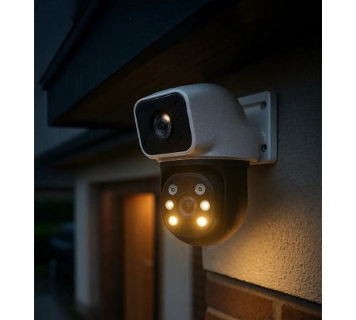 Двойная уличная Wi-Fi камера видеонаблюдения 2+2 Мп E390 + Led подсветка IP66 (Eyes390)