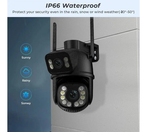 Двойная уличная Wi-Fi камера видеонаблюдения 2+2 Мп E390 + Led подсветка IP66 (Eyes390)