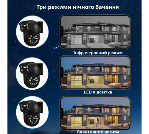 Двойная уличная Wi-Fi камера видеонаблюдения 2+2 Мп E390 + Led подсветка IP66 (Eyes390)