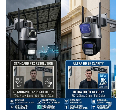 Водонепроникна камера PTZ WiFi P-11 ICSEE, 6MP, з нічним баченням