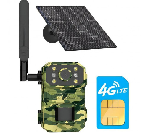 Камера для охоты на солнечной батарее A8S 4G, датчик движения, камуфляж