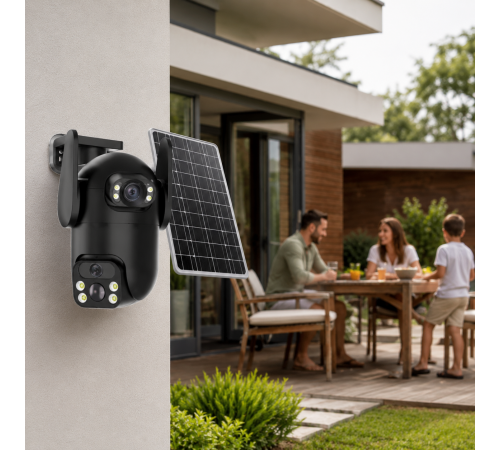 Камера відеоспостереження із сонячною панеллю AND VQ05-4G solar camepa app380 / Камера вулична 6.0 Мп