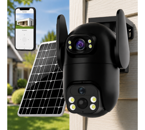 Камера відеоспостереження із сонячною панеллю AND VQ05-4G solar camepa app380 / Камера вулична 6.0 Мп