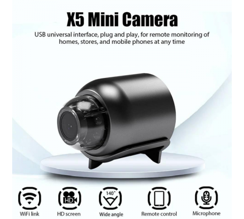Портативная камера с ночной съемкой 1080P, X5 Mini / Мини Wi-Fi камера с удаленным доступом