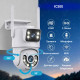 Уличная камера видеонаблюдения ICSEE 2 линзы / Поворотная WiFi камера 8MP с датчиком движения