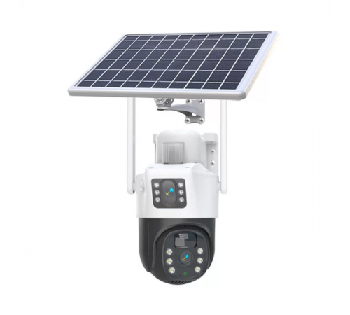 Уличная камера видеонаблюдения с двумя линзами 4G, V36-4G SOLAR / Вайфай камера от солнечной панели