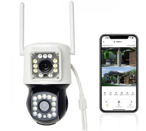 Уличная камера видеонаблюдения с 2 объективами WiFi, 4MP V360 Pro