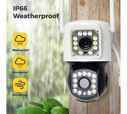 Уличная камера видеонаблюдения с 2 объективами WiFi, 4MP V360 Pro