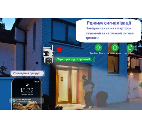 Уличная WiFi IP камера 9Мп 3 объектива / Камера видеонаблюдения с влагозащитой