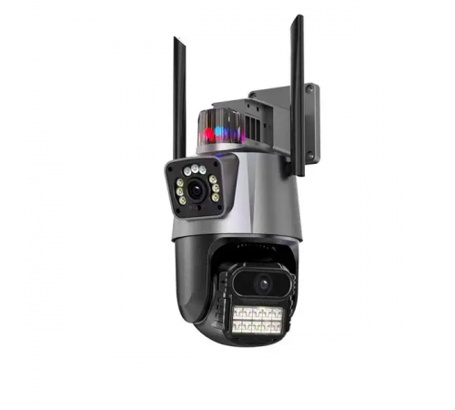 Уличная охранная поворотная WIFI камера Dual Lens Zoom 8MP сирена, зум, удаленным доступом онлайн