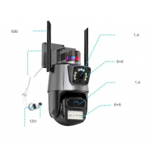 Уличная охранная поворотная WIFI камера Dual Lens Zoom 8MP сирена, зум, удаленным доступом онлайн