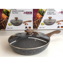 Сковородка с крышкой 28см гранитное покр. с красным BENSON BN-540 (6 шт)