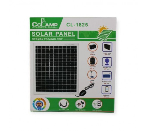 Портативна сонячна панель CL 1825 20W, з виходом USB, 5/9/18 V, 1.33-3.7 A за 746 грн