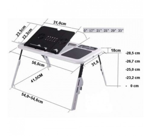 Портативний столик для ноутбука з охолодженням 2 USB кулерами E-Table LD-09 (10) за 673 грн