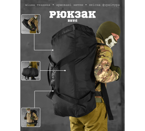 Сумка рюкзак тактична поліція НГУ похідна 3 в 1 на 65 л рюкзак чорний посилений