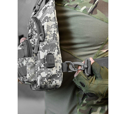 Армейская нагрудная сумка рюкзак с USB портом Защитник NATO ДЛ7539