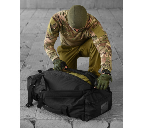 Сумка рюкзак тактична поліція НГУ похідна 3 в 1 на 65 л рюкзак чорний посилений