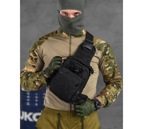 Тактическая сумка нагрудная paracord black МС8539