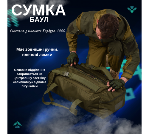 Сумка баул тактическая армейская походная 3 в 1 на 65 л рюкзак для военных и туристов усиленный Хаки