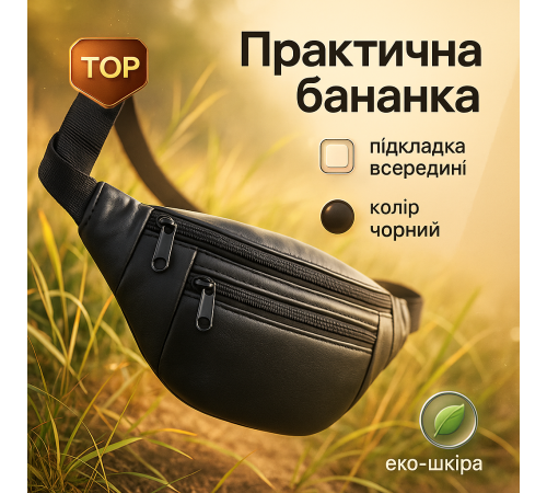 Бананка барыжка сумка, Сумка-бананка с ремешком, Бананка мужская мягкая Мужская через плечо YK-16