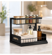 Кухонный стеллаж-сушилка для посуды моющего Storage rack AND-103-30-10pcs / Органайзер для кухонных принадлежностей / Двухуровневый органайзер для хранения