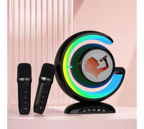 Лампа-нічник з бездротовою bluetooth колонкою RGB підсвічуванням та двома мікрофонами в комплекті для караоке YS-110