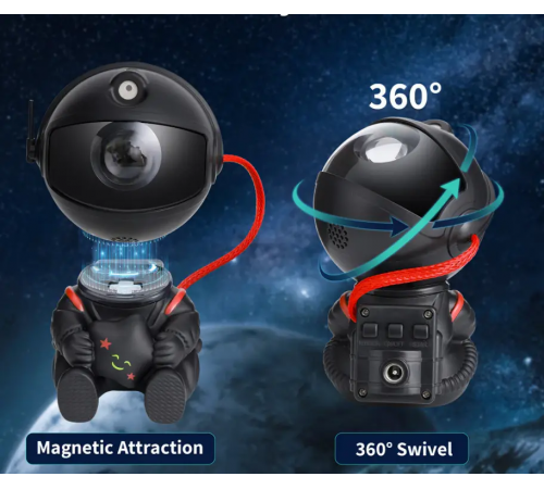 Проектор звездного неба, лазерный ночник на пульту BLACK Astro Star Mini - Космонавт (Светильник LED ночник)