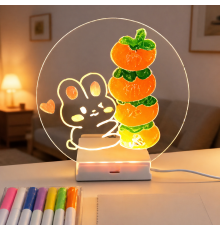 Светодиодный планер-ночник / Планшет для рисования круглый / LED доска для заметок + маркеры