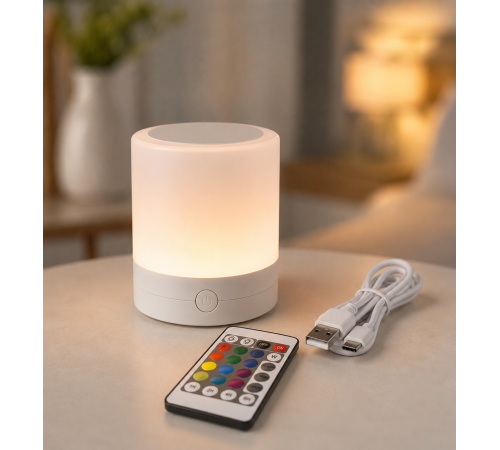 Настольная LED лампа ночник Mini touch lamp / Портативный светильник-ночник от USB / Нічник акумуляторний RGB