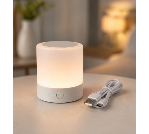 Настольная LED лампа ночник Mini touch lamp / Портативный светильник-ночник от USB / Нічник акумуляторний RGB
