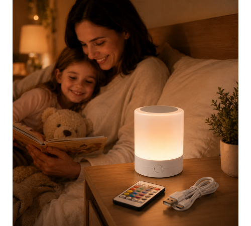 Настольная LED лампа ночник Mini touch lamp / Портативный светильник-ночник от USB / Нічник акумуляторний RGB