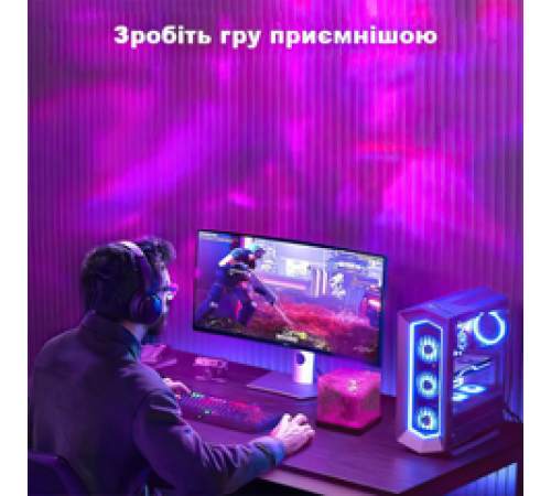 Ночной куб проектор северного сияния RGB Настольная лампа 4 цветов. Проекция водяной волны. LED светильник от USB
