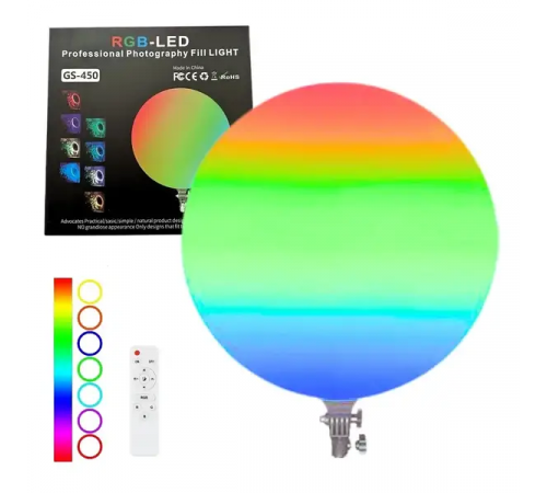 Круглая светодиодная лампа 45см RGB-LED Fill Light GS-450 цветная с пультом для фото и видео