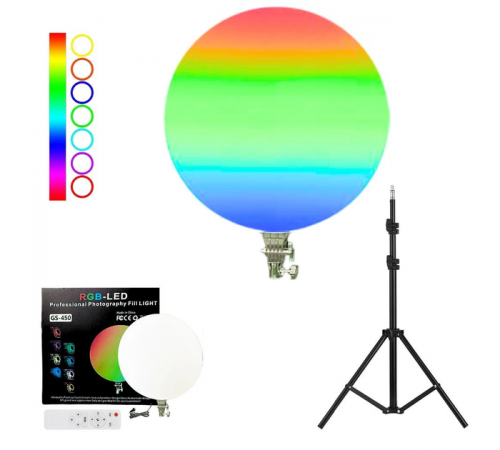 Круглая светодиодная лампа 45см RGB-LED Fill Light GS-450 цветная с пультом для фото и видео