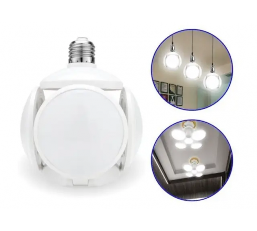 Лампочка люстра світлодіодна розкладна Football UFO Lamp E27 LED лампа для дому на 40 Вт живлення 220В Біла