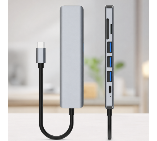 USB хаб 7в1 / Мультифункціональний юсб хаб / Розгалужувач USB