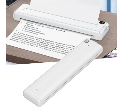 Портативный термопринтер на бумаге формата A4 Bluetooth-совместимый Portable Thermal Printer Белый