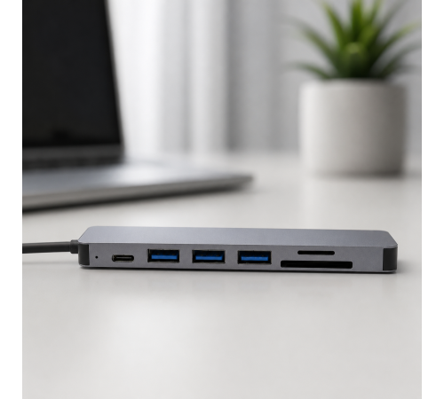USB хаб 7в1 / Мультифункціональний юсб хаб / Розгалужувач USB