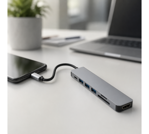 USB хаб 7в1 / Мультифункціональний юсб хаб / Розгалужувач USB