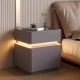 Тумба из экокожи XXF02 с LED подстветкой, сейфом, беспроводная зарядка, Bluetooth-аудио Серая 40х40х51