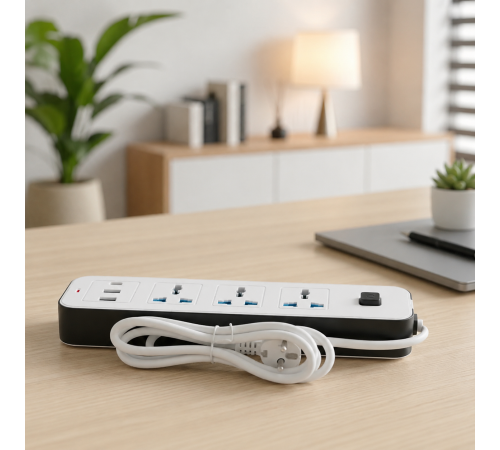 Удлинитель сетевой развивающий AND WL-7 / Удлинитель с USB портами / Сетевой фильтр на 3 розетки, (2хUSB+Type-C), 2м