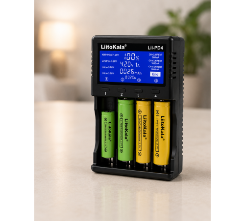 Універсальний зарядний пристрій LiitoKala Lii PD4 АА, ААА,18650, 26650, 21700 Li-Ion c LCD / Зарядний пристрій з дисплеєм