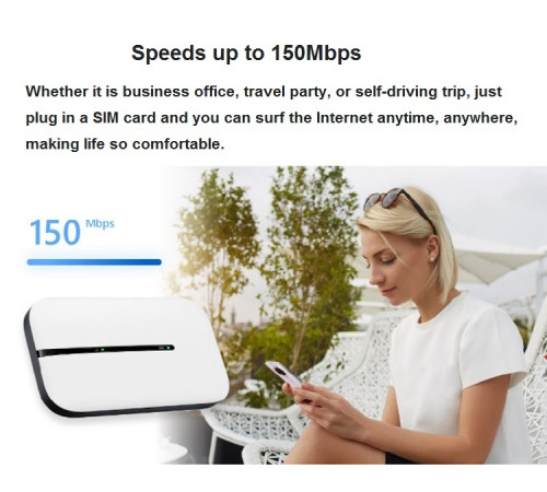 Портативный 4G LTE роутер / Роутер с аккумулятором 150 Мбит/с / Мобильный WiFi роутер со слотом для SIM-карты