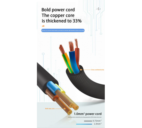 Сетевой фильтр питания UA Power Socket F09U 3 розетки +4USB +Type-C Port 2m, сетевой удлинитель розеток