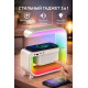 Ночник аккумуляторный RGB G 3 с беспроводной зарядкой 15W и Bluetooth колонкой 3W Настольная смарт лампа