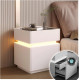Тумба из экокожи XXF02 с LED подстветкой, сейфом, беспроводная зарядка, Bluetooth-аудио Белая 40х40х51